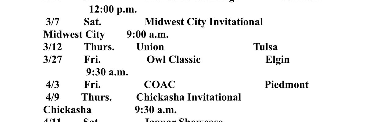 Track Schedule
